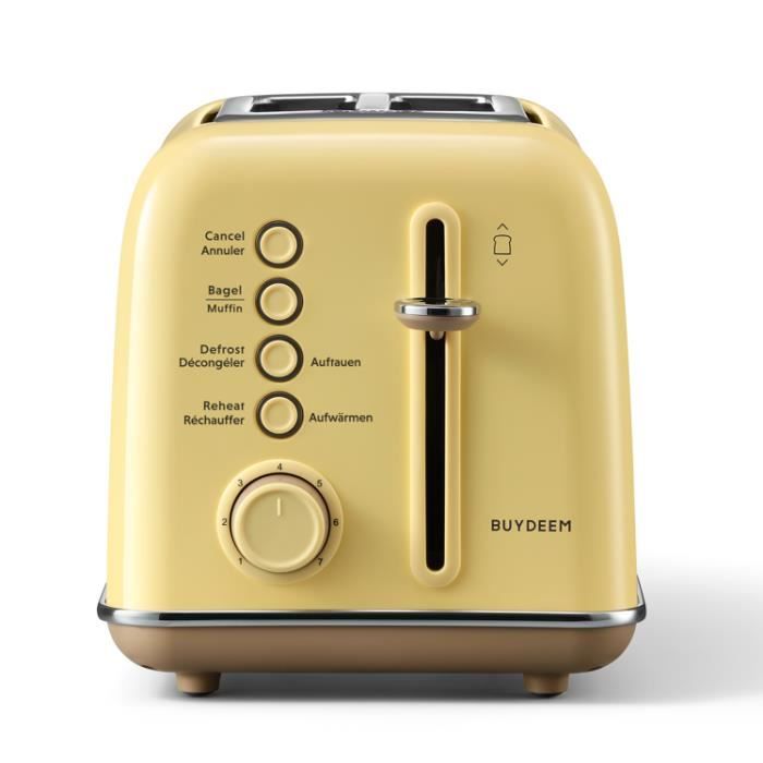 Grille-pain 2 tranches - BUYDEEM - DT620 - Jaune - Acier inoxydable - Fonction bagel et muffin