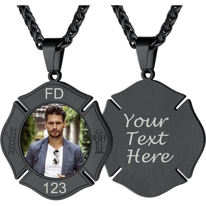 Collier Personnalisable Avec Photo - Médaillon Aile D'ange Gravé - Cadeau Sentimental Personnalisé