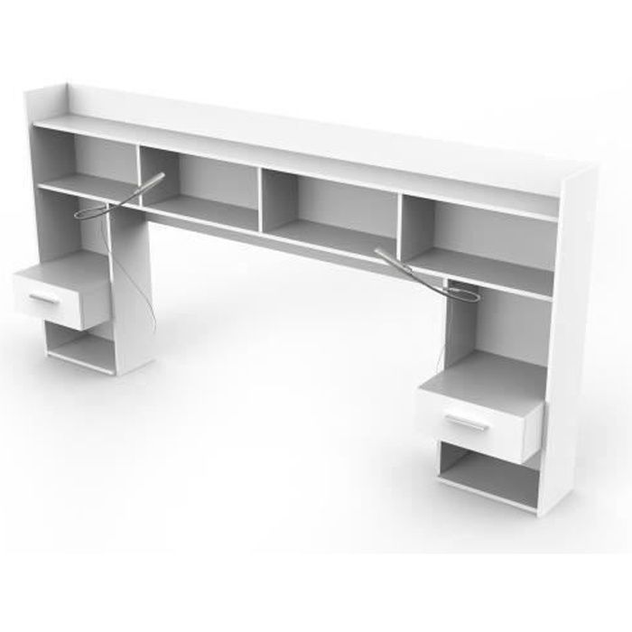 Environnement pour lit 140 cm CHICAGO coloris blanc