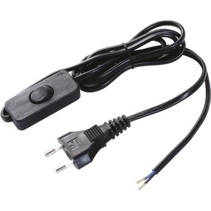 Cordon H03vvh2f 1m50 inter fiche noir blister