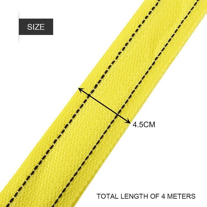 Câble De Remorquage Youery 5 Tonnes - Sangle Jaune 4m, Crochets Renforcés - Pour Voiture, SUV, Bateau