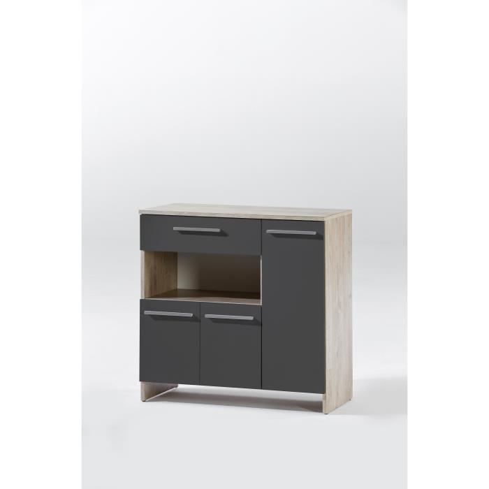 Miami Buffet Bas Micro Onde Decor Chene Et Anthracite L 80cm Achat Vente Desserte Billot Mimi Buffet Bas 80cm Gris Cdiscount