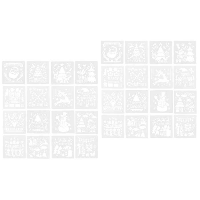 AIEX Lot De 24 Pochoirs De Noël Réutilisables Pour Bois, Tissu, Papier