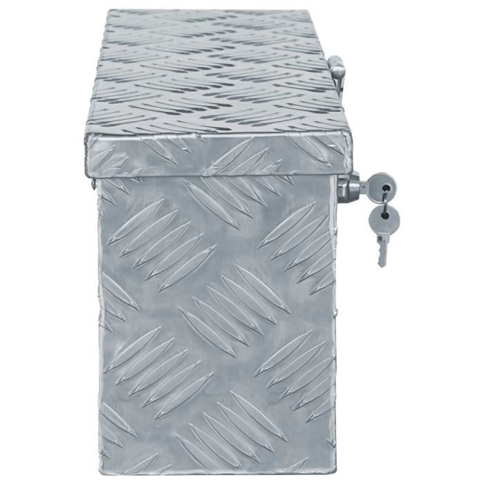 Boîte De Rangement En Aluminium 48,5 X 14 X 20 Cm, Argenté, Neuve