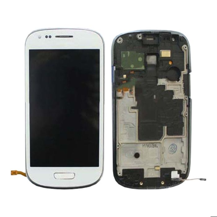 Ecran tactile + LCD blanc avec contour de remplacement pour Samsung Galaxy S3 mini (GT-i8190)