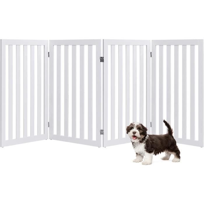 Meilleurs prix pour GOPLUS Barrière Pilable pour Chien avec 4 Panneaux Tournables sur 360 °, 50x1,5x89CM,Blanc
