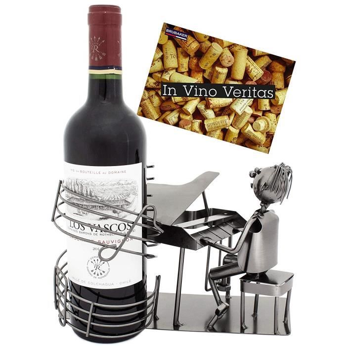 Carte de voeux INCL BRUBAKER Pianiste//Femme au Piano Sculpture en Métal Porte-Bouteille de vin - Idée Cadeau Originale