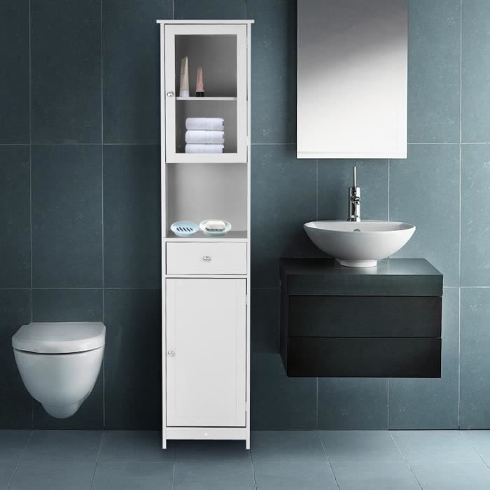 Ikayaa Armoire Haute Salle De Bain Armoire Grand Meubles Colonnes De Salle De Bain 5 Etageres Et 1 Tiroir Meubles De Maison De Achat Vente Armoire De Chambre Ikayaa Armoire