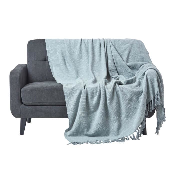 Jeté de lit ou de canapé Gris Nirvana en coton 150 x 200 cm Jeté de lit ou de canapé Gris Nirvana en coton 150 x 200 cm