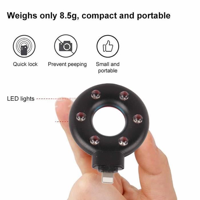 HURRISE Mini Détecteur de Micro Caméra Portable avec LED Rouge Infrarouge
