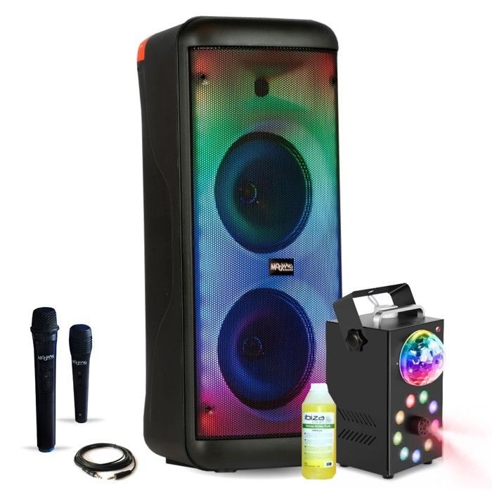 MOOVING LIGHT Kit Luce E Fumo – Supporto Reggilight 1.6m + Macchina Fumo 1500W LSM1500PRO + 4 Ganci + 1L Liquido, Per DJ Ed Eventi