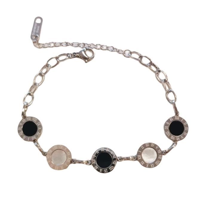Bracelet créateur Acier 'Cléopatra' noir argenté - 10 mm [R8627