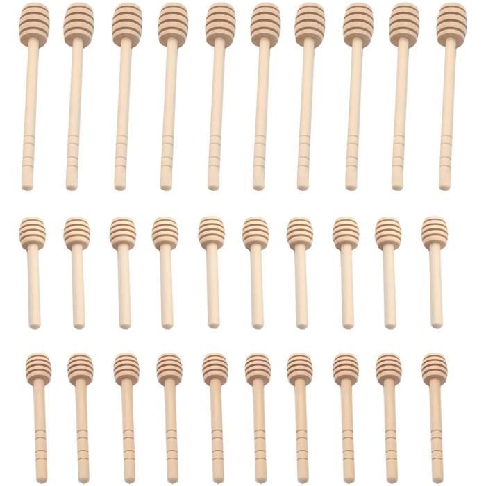 Cuillères à Miel En Bois Laqué - Lot De 4, Long Manche, Léger, Pour Cuisine Et Service