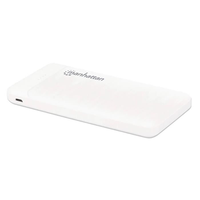 Powerbank - MANHATTAN - 10 000 mAh - 2 ports USB-A - Indicateurs LED - Blanc