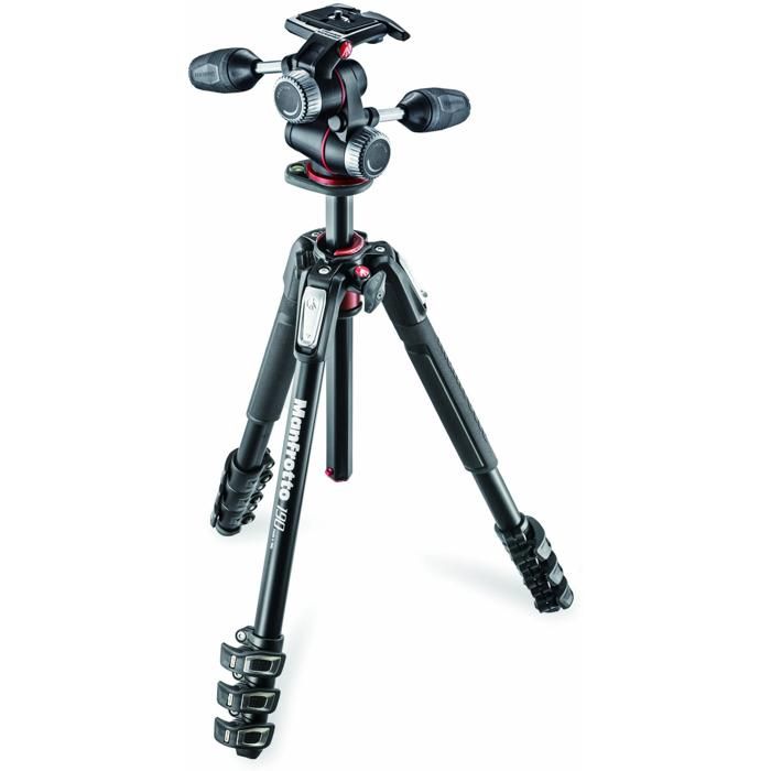 Trépied en aluminium Manfrotto MK190XPRO4-3W avec rotule 3 dimensions noir - Poids maximum 6 kg