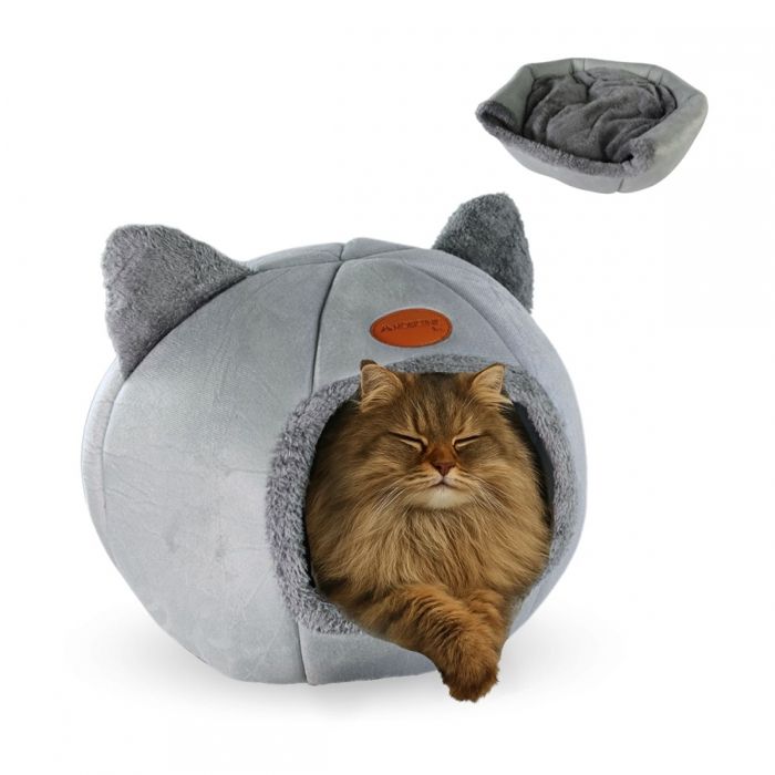 Meilleurs prix pour Cave lit chat Mobiclinic Pliable Gris lit pour chat Confort Doux 40x40x43cm Max.12 kg Cat cave HelloCatty