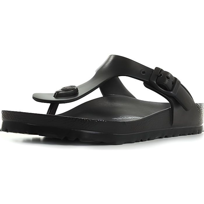 Sandales plates en daim BIRKENSTOCK Gizeh Noir Femme Cuir