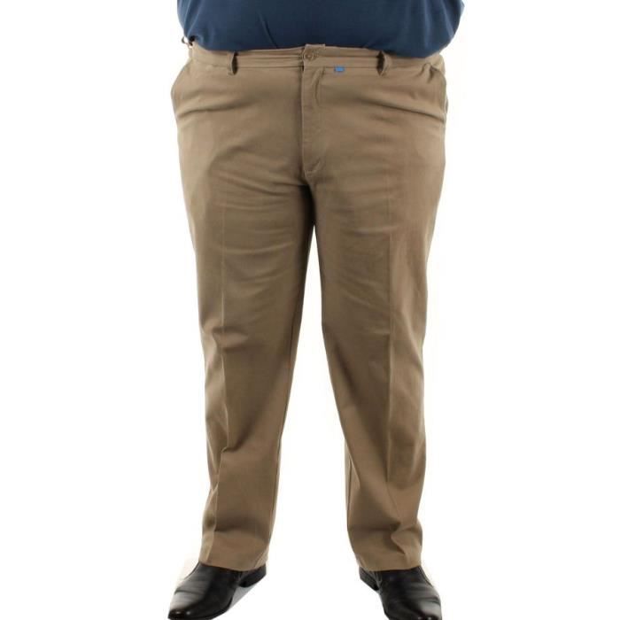 Chino strech taille extensible grande taille homme D555 Beige