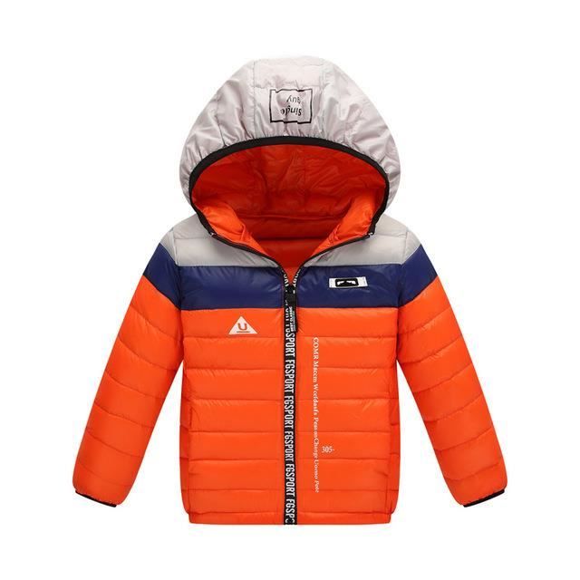 Orange Doudoune Enfant Fille Gar on Capuche en duvet paisse