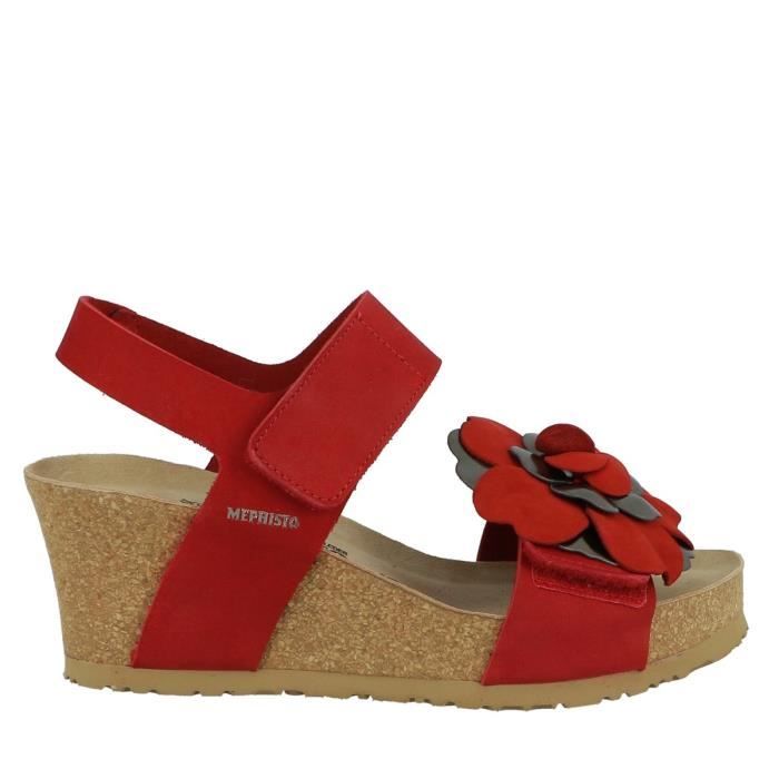 Sandales compens es femme MEPHISTO Luciana Cuir rouge