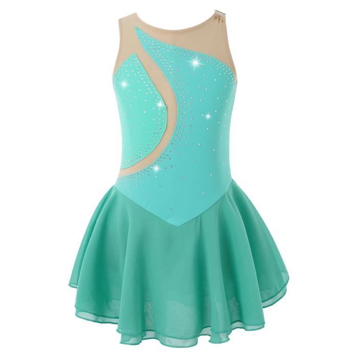 Justaucorps de patinage artistique à strass pour enfants 6-16 vêtements de danse de performance body pour filles costume de danse vêtements de gymnastique