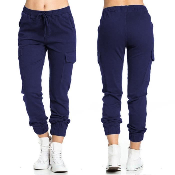 Pantalon Cargo Femme élégant - Tissu élastique Confortable - Coupe Large Fluide - Poches Pratiques - Pour Tous Les Jours, Bureau Ou Sport - 8