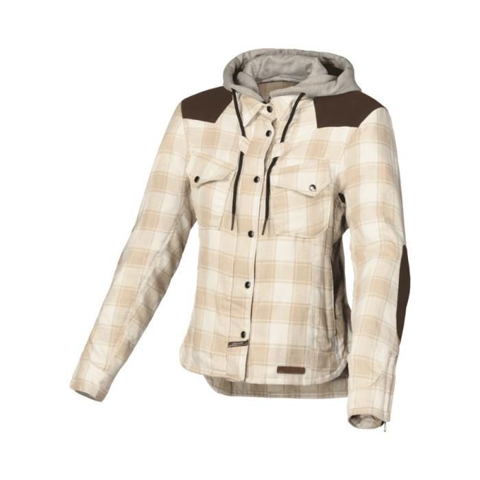 Veste en jean moto capuche femme Macna Inland beige marron XS
