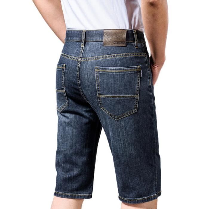 Pantacourt Homme en Jeans Grande Taille Coupe Mode Droite Casual Pantalon Court Ete 5 Poches Effet Delave Noir Cdiscount Pret a Porter