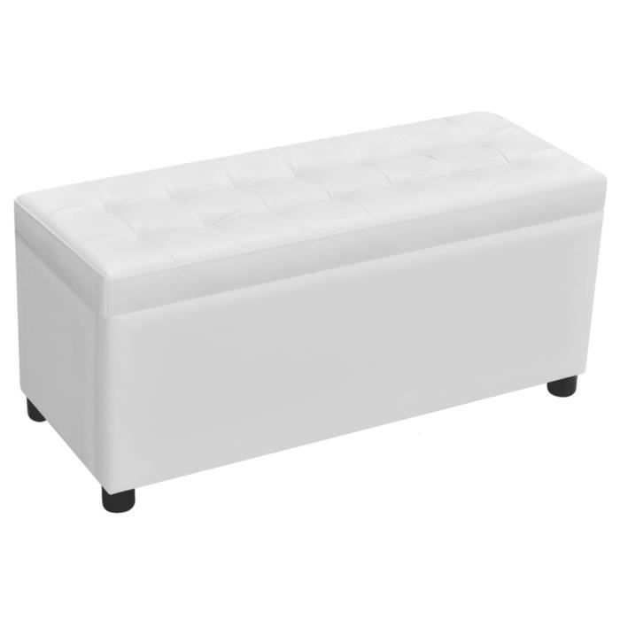 omabeta bancs coffres - pouf de rangement cuir synthétique blanc - meubles haut de gamme - m14211