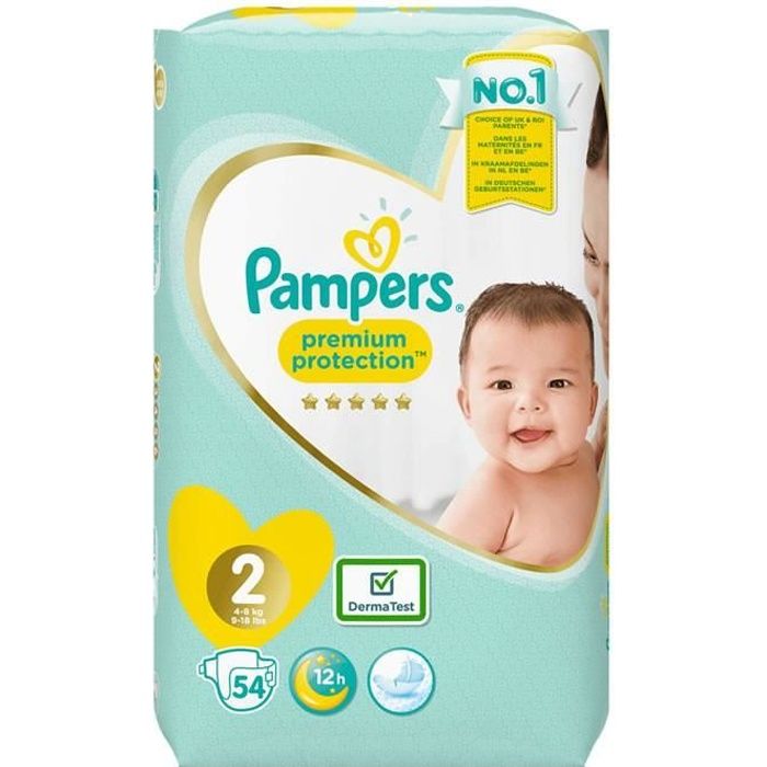 PAMPERS Premium Protection New Baby Couches taille 2 (48 kg) 54