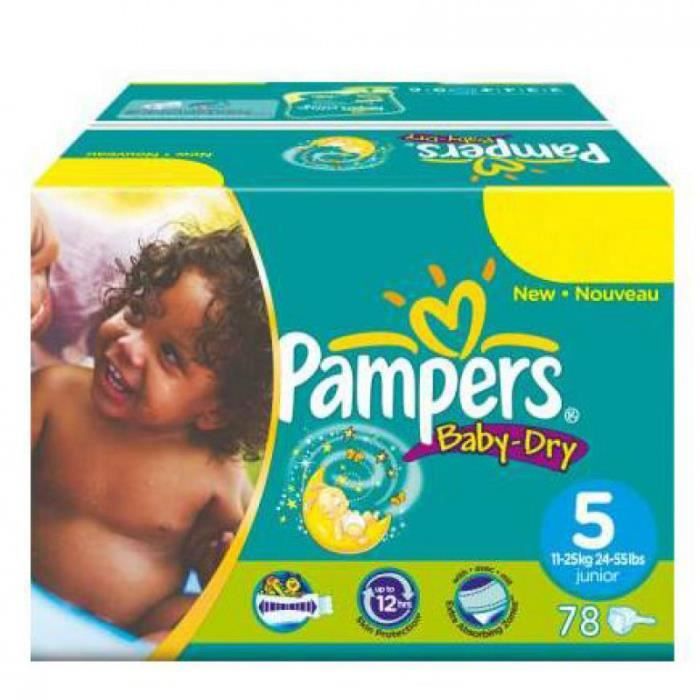Pampers Taille 5 224 couches bébé baby dry Cdiscount Puériculture