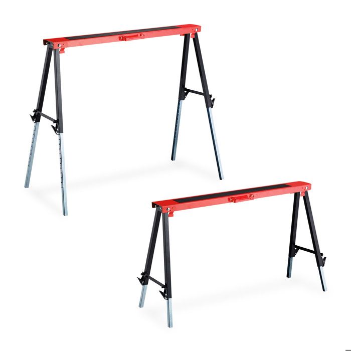 COSTWAY Lot De 2 Tréteaux Métalliques Réglables 61,5-82,7 Cm - Support 1180kg Avec Pieds Antidérapants