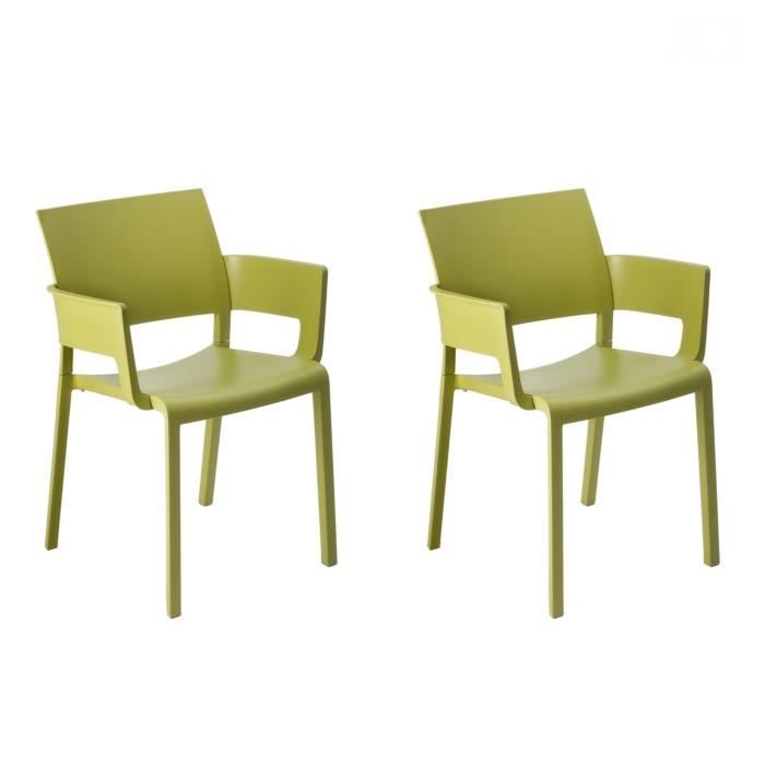 chaise de jardin empilable resol fiona en plastique polypropylène et fibre de verre - olive vert