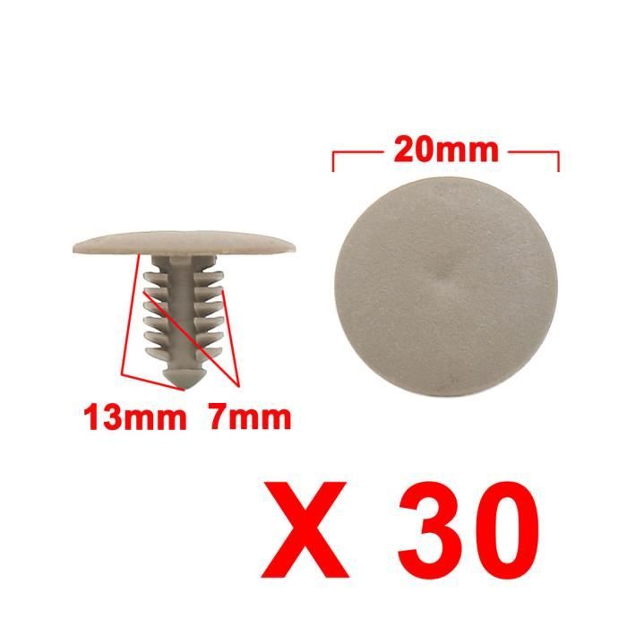 Sourcingmap/® 30 pcs 7mm Plastique Voiture Automobile Fixation Aile Push Rivets Colliers Gris
