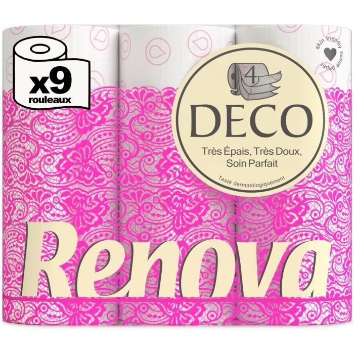 Renova Papier Toilette 4 Plis Deco 9 Rouleaux Blanc7 Cdiscount Au quotidien