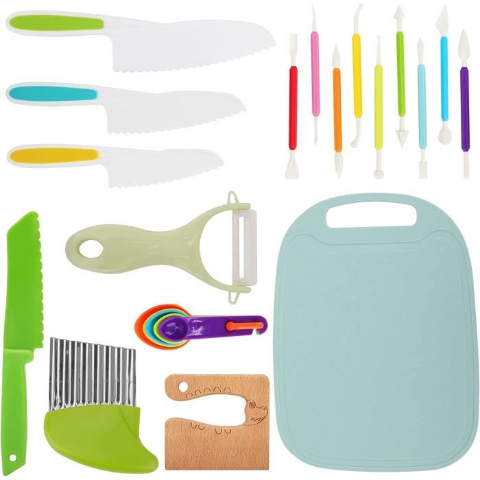 Ensemble de 24 Couteaux de Cuisine pour Enfants avec des Formes d'emporte-pièces pour légumes