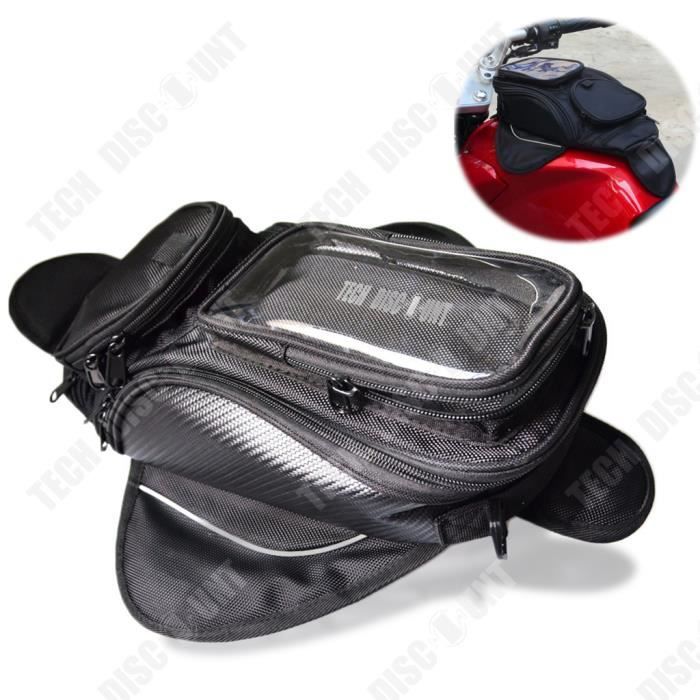 TD® Sac de réservoir de carburant noir pour moto grand écran sac de voyage étanche sac étanche pour moto sac magnétique sac
