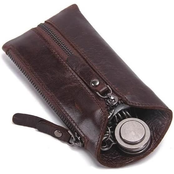 Étui Porte-Clés Voiture En Cuir PU – Pochette Étanche Anti-Chute, Grand Capacité, Fermeture Zippée, Idéal Pour Clés + Accessoires (1 Ou 2 Pièces)