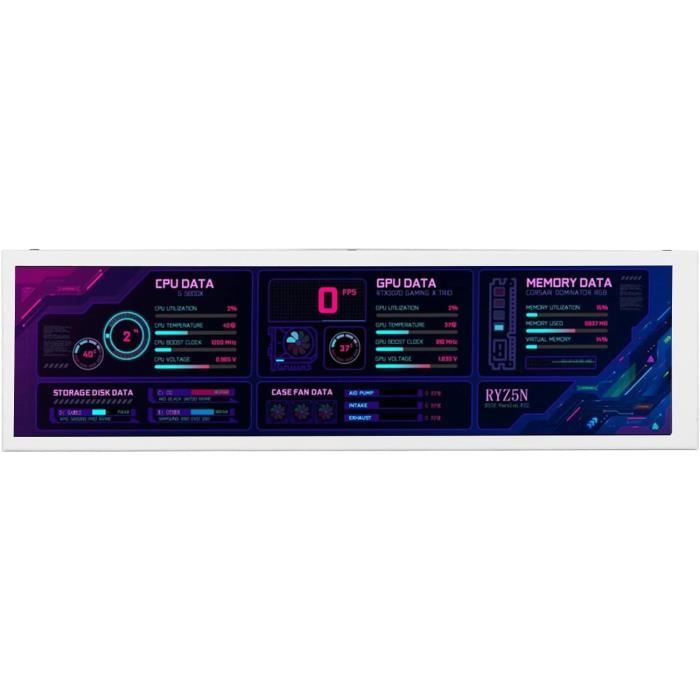 Écran Secondaire PC 8.8 Pouces 1920x480 - Moniteur Température CPU - Alimentation Type C & PH - Coque Aluminium