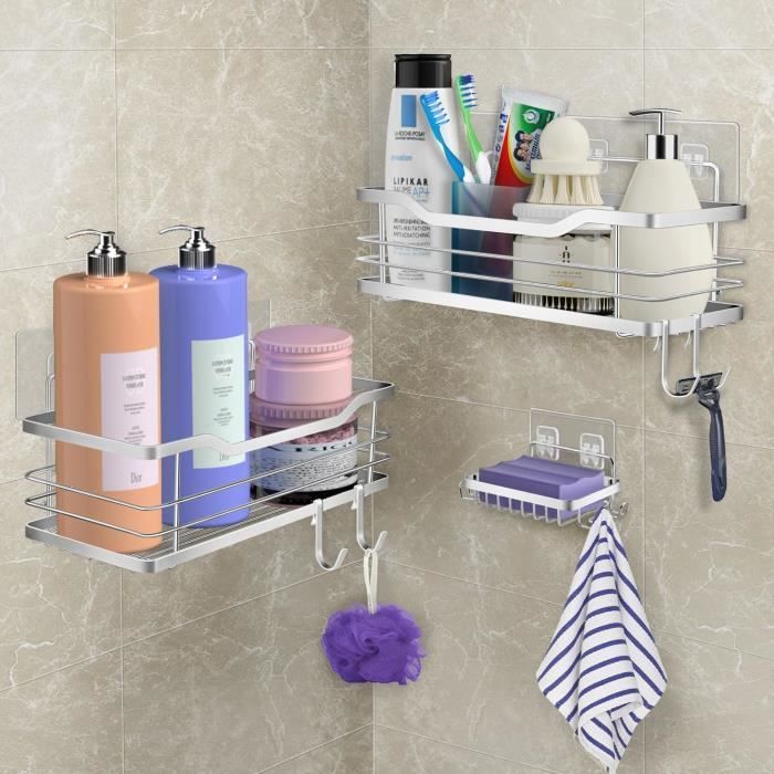 Etagere Douche Sans Percage Rangement Salle De Bain Accessoire Organisateur Support Salle De