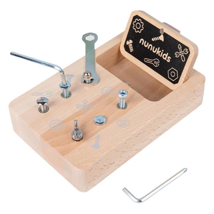 Planche De Tournevis Montessori En Bois - Jouet éducatif Pour Enfants 3 Ans Et + - 6 Types De Vis, Tournevis Et Clés
