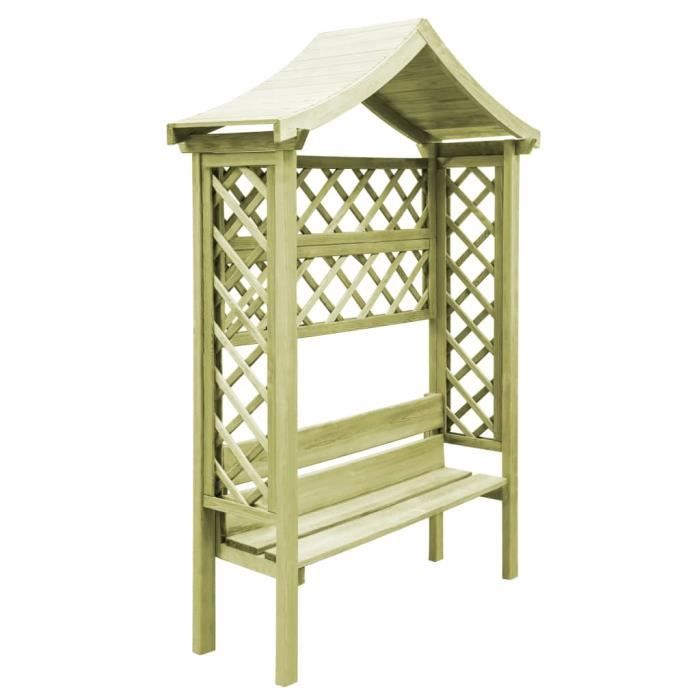 Pergola Jardin Avec Banc Et Jardinières – Bois De Pin Imprégné, 230 X 198 Cm – Salon Extérieur - 1