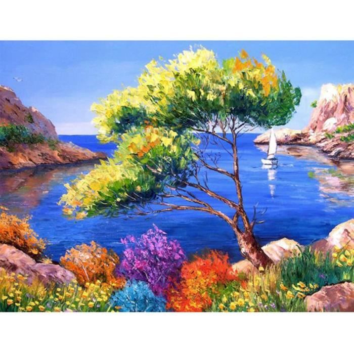 Peinture Par Numéros – Paysage 30x40 Cm, Kit Complet MegaCrea DIY, Neuf