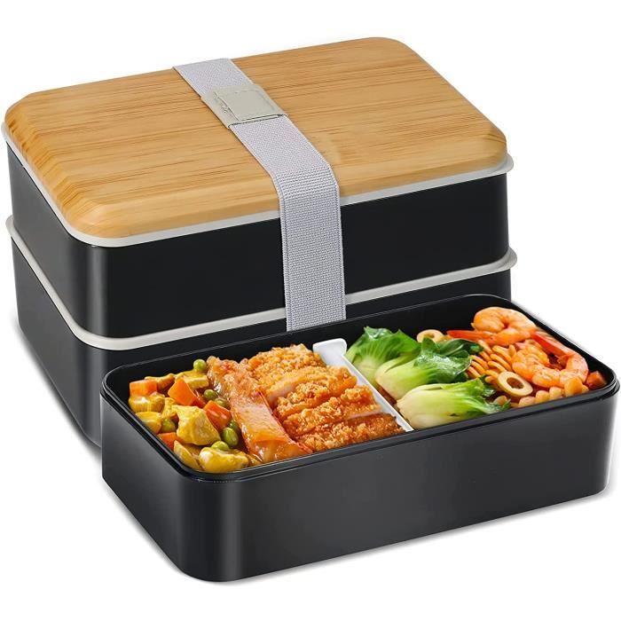 Boîte Lunch Bento 5 Compartiments - Étanche Avec Couverts - Passe Au Micro-ondes