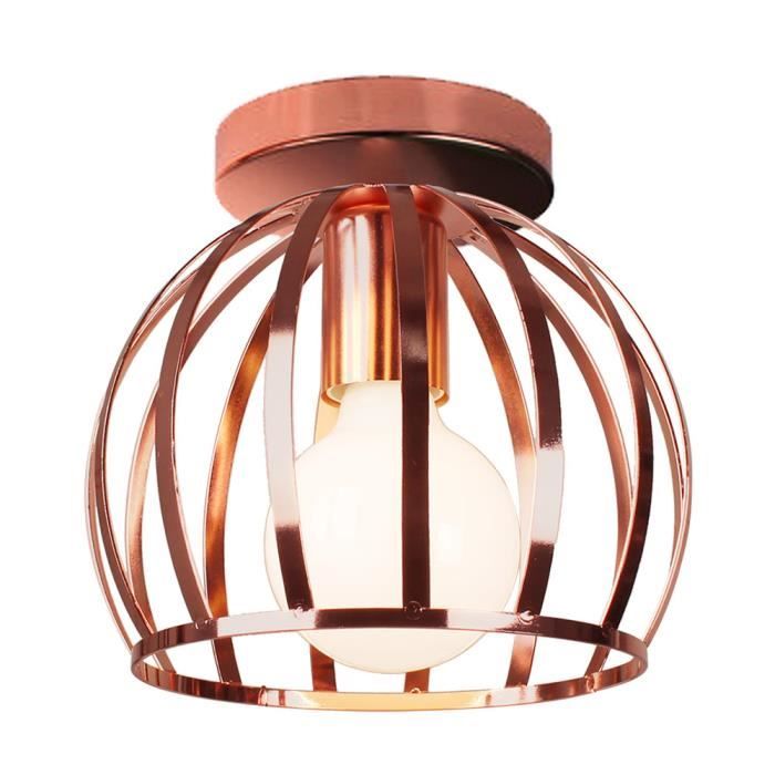 UNI Lampe de Plafond Industrielle E27 Plafonnier Lustre Suspension Luminaire Metal Or Rose