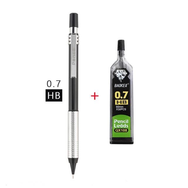 CRAYON GRAPHITE,0.7mm HBCrayon mécanique en métal avec jeu de plomb