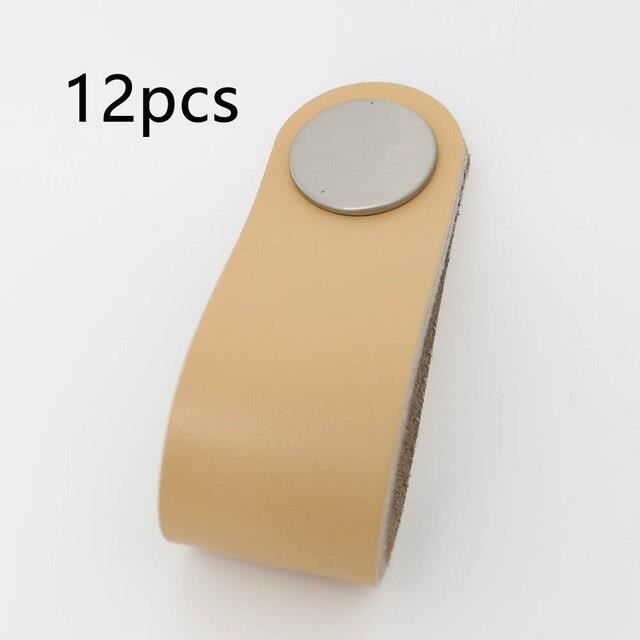 VIDELLY Lot De 12 Poignées Meuble En Cuir Faites à La Main