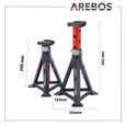 AREBOS 2x crics | capacité de charge de 3 tonnes par cric | réglables en hauteur 299-442 mm | set de crics | support de cric-1