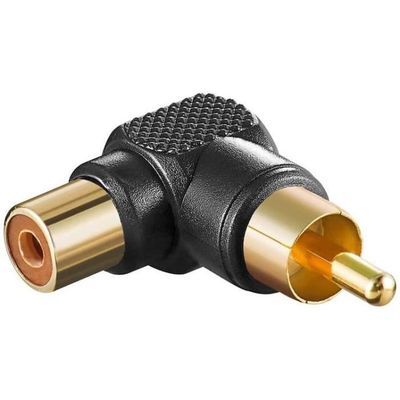 Adaptateur RCA Coudé à 90° Goobay 11685 Femelle Vers Mâle Noir Plaqué Or - Neuf