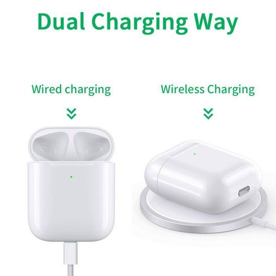 Boitier Airpods 2 Étui Charge AirPods Pro 1/2 Génération - 450mAh - Charge Sans Fil - Bouton Appairage - Trou Lanière étui Chargeur Airpods